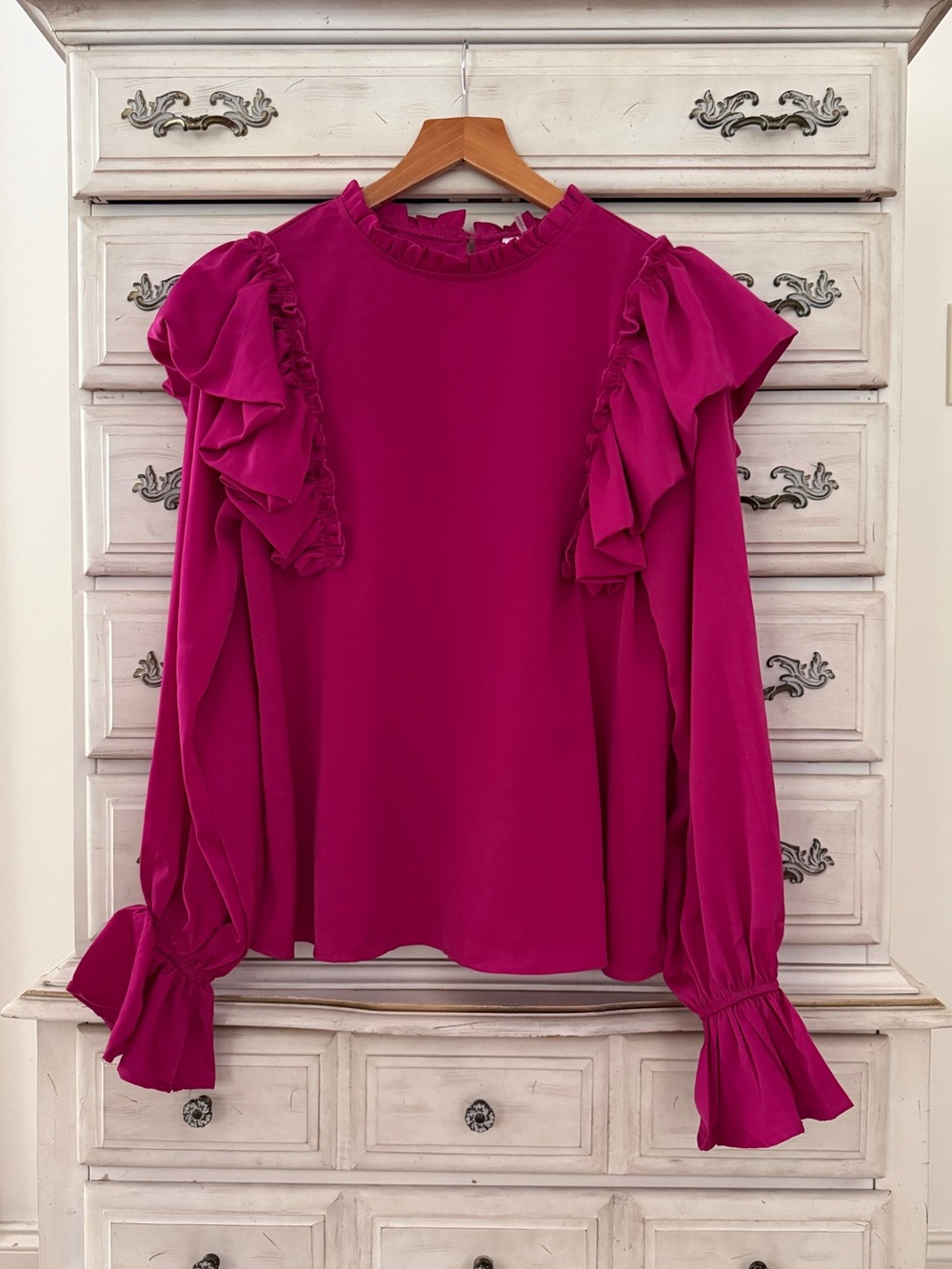 Vici Pink Victorian Ruffle Blouse Top